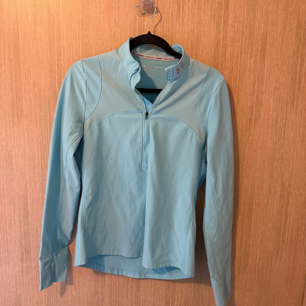 Under Armour Run Pullover Womens Medium Blue Excellent 1/4 Zip Long Sleeve Top